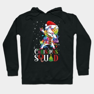 Christmas Squad Funny Xmas Dabbing Unicorn Rainbow Christmas Lights Hoodie